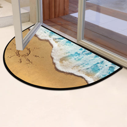 Pardick Ocean Beach Half Round Door Mat Welcome Entrance Mat Bath Bathroom Rug