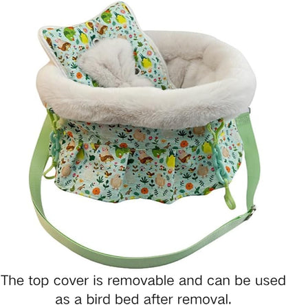 2 in 1 Warm Bird Carrier Bag, Bird Hammock Bed for Cage, Winter Travel Bag, Portable Parrot Outing Bag for Lovebird, Budgie, Conure, Quaker, Small Medium Birds (Pink,Medium)