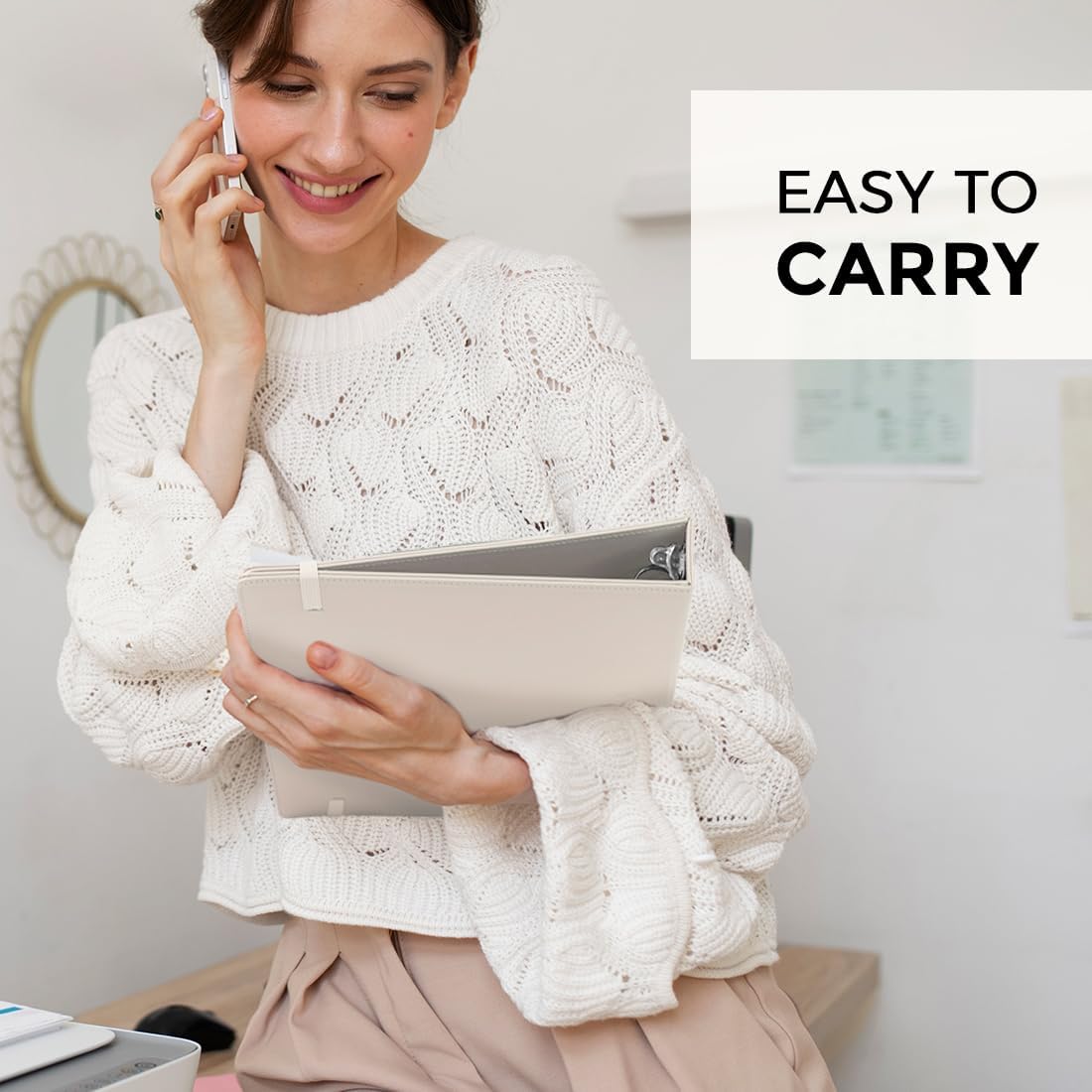 SKYDUE 3 Ring Binder with Clipboard,1 Inch Binder, 13.2" × 10.2" PU Clipboard Binder with Notepad & 5 Dividers with 5 Pockets, Labels, Clipboard Folder Great for School Office(Fit Letter Sized Paper)