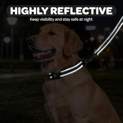 FURRYFECTION Reflective Dog Collar and Leash Set with Quick Release Buckle, Padded with Neoprene Adjustable Nylon Dog Collar for Small Medium and Large Dogs (Small Collar+5FT Leash, Black)
