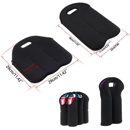 Hipiwe Set of 2 - Insulated Neoprene Wine Carrier Tote Bag + 6 Pack Beer Water Can Carrier Tote Bottle Holder Bottle Cooler Bag - Perfect for Travel with Secure Carry Handle
