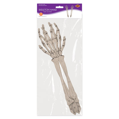 Beistle 2 Piece 17.5" Spooky Theme Plastic Skeleton Hand Yard Stakes, Scary Halloween Lawn Decorations, Celebrating With You Since 1900