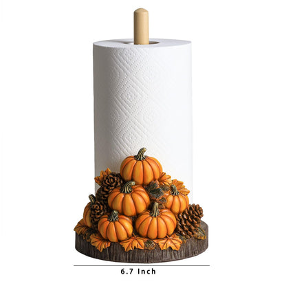 Bicuzat Autumn Maple Leaves Pumpkin Pattern Paper Towel Holder Stand, Resin Pumpkin Crafts Display for Kitchen Countertop, Halloween, Cafe, Restaurant, Cake Shop, Dessert Shop-Pumpkins