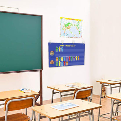 AUVCAS Classroom Attendance Pocket Chart with Helping Hands & 36 Reusable Dry-Erase Student Cards for Visual Tracking, Preschool Kindergarten Daycare, 32.2" x 19"