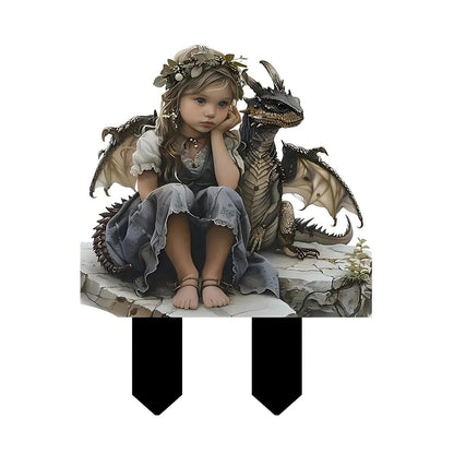 YUEYINGMG Garden Decor, Acrylic 2D Stake, Pot Plants Garden Yard Lawn Outdoor Fairy Statue Ornaments, Fairy Garden Accessories Decoration (Style G)