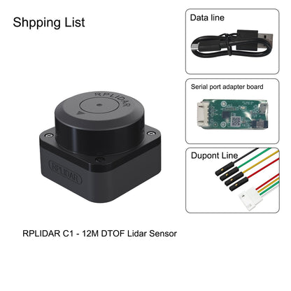 youyeetoo RPLIDAR C1 Fusion Lidar DTOF Laser Scanner - 360-Degree Full-Range 12-Meter Laser Scanner for Robot Projects Involving Positioning, Mapping, Navigation, and Obstacle Avoidance