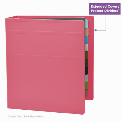 Carstens 2-Inch Heavy Duty 3-Ring Binder - Side Opening, Bubble Gum Pink, Durable Plastic, Precision No-Gap Rings, Waterproof Cover, No Pockets, Holds 300 Letter Sheets, BPA-Free Made in USA (2840-3R)