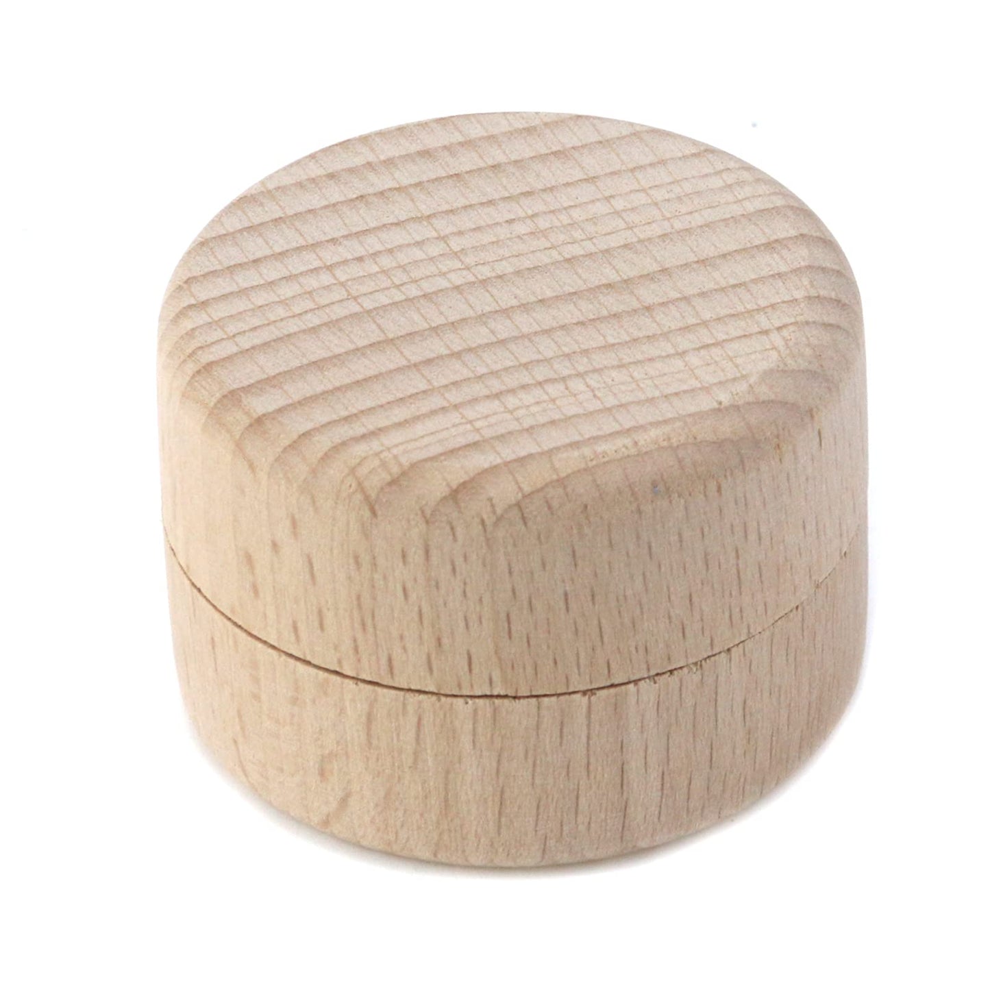 Tighall 4PCS Wooden Ring Box Bearer Mini Round Wooden Wedding Ring Unpainted Jewelry Trinket Box Container Case Storage DIY (2 x 1.35 inch)