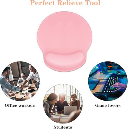 WAVEYU Ergonomic Mouse Pad with Wrist Support, Decorative Mouse Mat for Women Non-Slip Rubber Base Mousepad for Desk Laptop Gaming Working Computers Easy Typing & Pain Relief, Pink