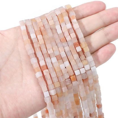 BEADIA Natural Pink Aventurine Square Stone Beads 4x4mm 85pcs Cube Loose Semi Gemstone Beads for Jewelry Making Design