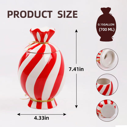 DIF DECO Christmas Ceramic Food Storage Jars with Lid, 24.7 OZ Hand printed Xmas Candy Jar Coffee Cookie Container for Snacks, Sugar Containers, Tea, Spice, Cereal, Nut - 700ml
