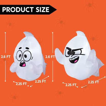 Joiedomi 2 Pack Halloween Inflatable Window Ghost with Build-in LED, 2.6 FT Tall Blow Up Inflatable Scary Flying Ghost Broke Out from Window for Halloween Outdoor, Yard, Garden, Lawn Decoration