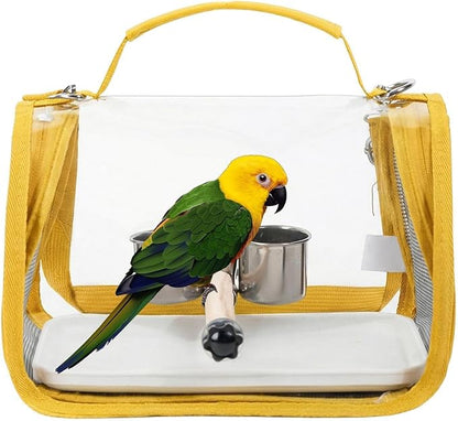 Breathable Bird Backpack, Transparent Travel Carrier, with Perch Stand, 35cm Ventilated Pet Bag with Clear Window Design, Bird Transport with Portable Style, Pet Carrier for Outdoor Travel Camping