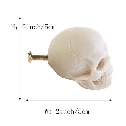 ZILucky 2 Pack Skull Drawer Knobs, Cabinet Knobs, Drawer Pulls, Halloween Home Decor, Skeleton Home Decor, Witchy Decor (2, Grayish White)