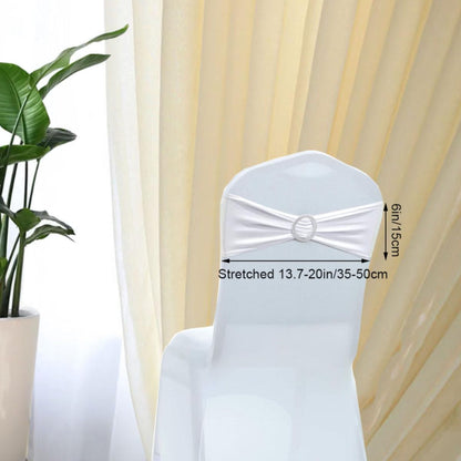 Albassa Chair Sashes Spandex Stretch Chair Bows with Buckle Slider for Wedding Party Decorations (White, 25PCS)