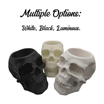 3D Printed Skull Pen Pencil Holder, Makeup Brush Holder, Vanty Desk Office Organzer Goth Decorations Gothic Skulls & Bones Large Capacity Organizer (Luminous)