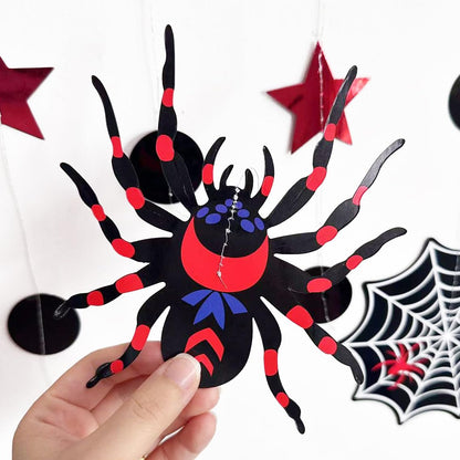 42Ft Spider 4th Birthday Party Decorations Red Blue Stars and Black Spider Web Garland Streamer for Kids Boys 4th Cartoon Spiders Birthday Super Heros Baby Shower Cartoon Bday Party Decor Supplies