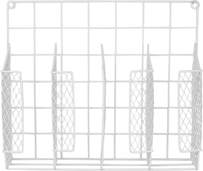 Home Basics Organizer Rust Resistant, Perfect for Food Storage, Silver Foil, Wax Paper, Sandwich Bags, Plastic Wrap-Mounts,White
