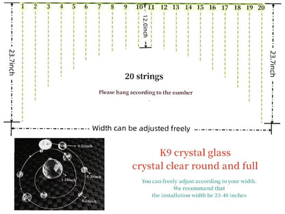 Hanbinsen 20 Strings Crystal Beaded Curtain, Arched Door String Curtain, Hanging Doorway Room Divider Suitable for Home, Coffee House, Bedroom, Restaurant. (Clear)