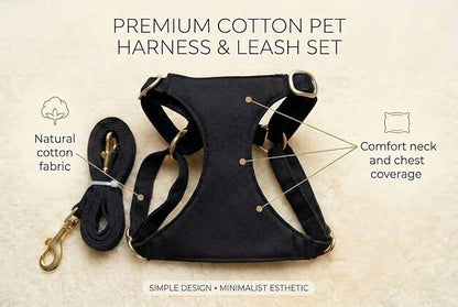 AetruffyPet 100% Cotton Dog Harness for Small Dogs, Soft Breathable Lightweight Vest Harness for Bichon, Toy Poodle, Maltese, Adjustable No-Choke Comfort Fit (Black, S)