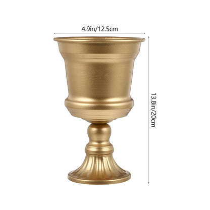Yardwe Iron Urn Planter, Rustic Metal Flower Pots Decoration Vase for Wedding Party Home Garden Porch Front Door Decoration (Gold)