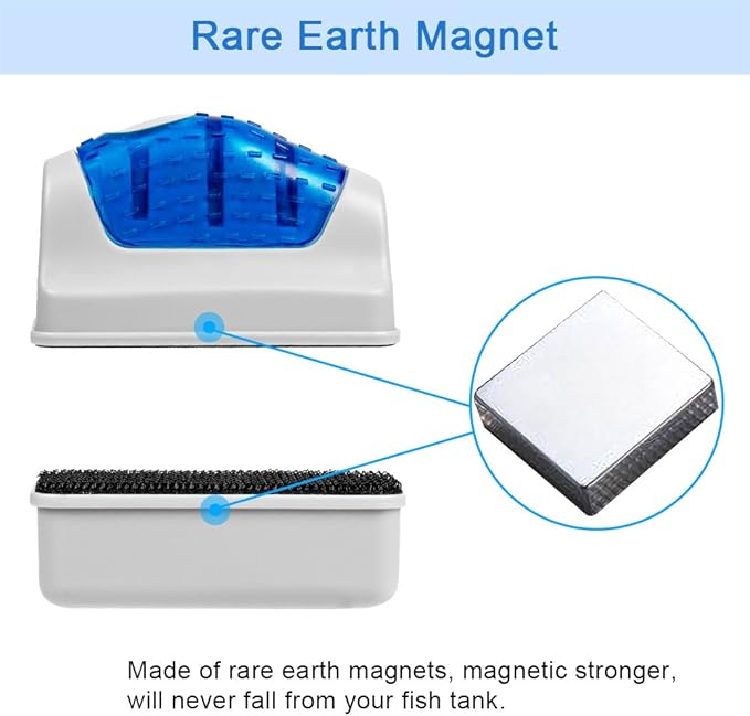 DaToo Aquarium Cleaner Fish Tank Glass Cleaner Algae Cleaner Scraper Magnetic Scrubber Algae Clean Brush, 2 Pcs,Size Large, 1 Yr Warranty