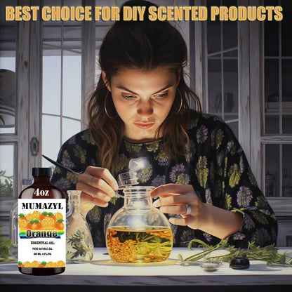 Sweet Orange Essential Oil, Sweet Orange Oil 4 Fl Oz 120ML for Diffuser Humidifier Yoga Cleaning DIY Candle Soap Making MUMAZYL Essential Oils