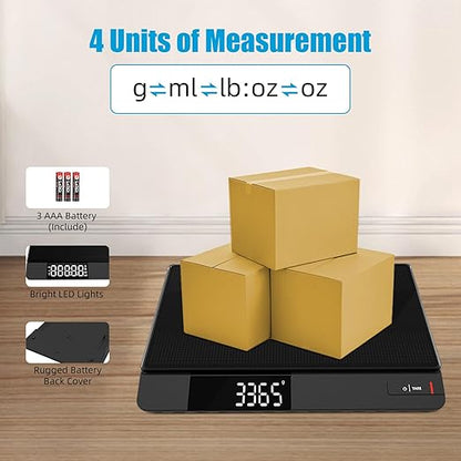 UNIWEIGH Digital Postal Scale with Backlit LCD, 15kg Grams/Oz/Lb/ML, Tare Function, Auto-Off, Large Platform for Mailing, Cooking, and Small Packages