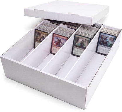 Calenzana 3200-Count Trading Cardboard Card Storage Boxes 1 Pack, 4 Row White Card Box with 16 Dividers, MTG, TCG Card Organizer