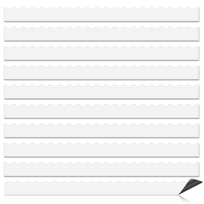 30 Pcs Magnetic Borders for Classroom Whiteboard - White Magnetic Bulletin Board Border Set - Scalloped Chalkboard Border Strips for Teachers, Parents, DIY Home,School & Office Decoration