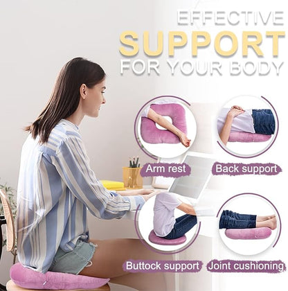 Stuffed Donut Pillow Seat Cushion | for Tailbone and Coccyx Pain, Hemorrhoids, Bed Sores, Pregnancy, Prostate, Surgery Recovery, Sitting Pressure Relief, for Home, Office and Car (Fuchsia pink)