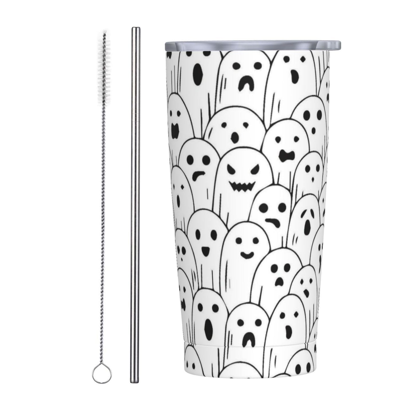 TOUNHEYA Halloween Ghost Tumbler with Lid and Straw Cute Boo 20oz Insulated Stainless Steel Cup Spooky Travel Coffee Mug Water Bottle for Women Gift for Birthday Christmas