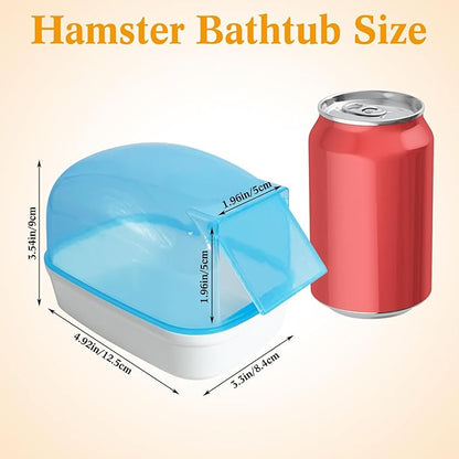 Hamiledyi Hamster Bathtub Dwarf Hamster Bathroom Sand Bath Container Sauna Room Plastic Sand Bath Box House for Gerbils Mice or Other Small Pets Animals(Blue,Small Size)