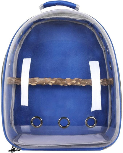 HEITIGN Bird Carrier Backpack Cage Transparent Parrot Carrier 1 Stick Wooden Standing Perch 12 Holes Ventilate Transparent Space Capsule Carrier Portable Bird Small Animal Travel