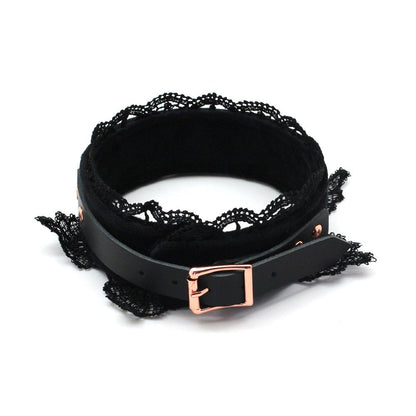 Leather Choker Collar Black Lace Chokers Set for Men Women Girls