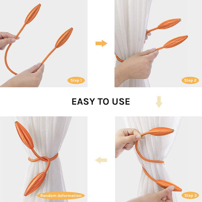 NICEEC 4 Pack DIY Curtain Tiebacks Clips Crystal Decorative Creative Twist Drape Tie Backs European Style Random Modelling Curtain Holdbacks for Home Kitchen Office Window Drapery (Orange)
