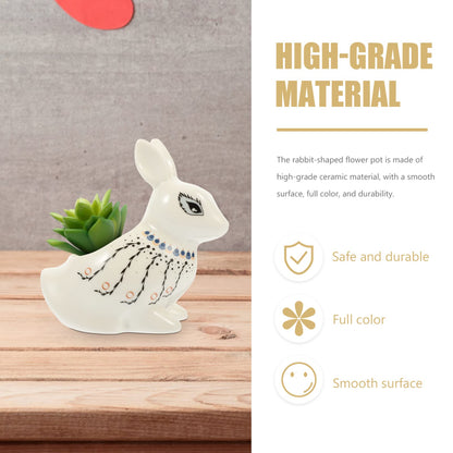 GANAZONO Flower Pots Mini Ceramic Bunny Planter Decorative Cartoon Rabbit Small Flower Pot Succulent Planter for Succulent Plant Cactus Flower Style 2 Animal Succulent Pots