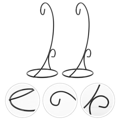 FOMIYES 2pcs Black Iron Hanging Plant Bracket Half-circle Hook Ornament Display Stand Hanging Terrarium Holder for Indoor Air Plants and Miniature Glass Bottles