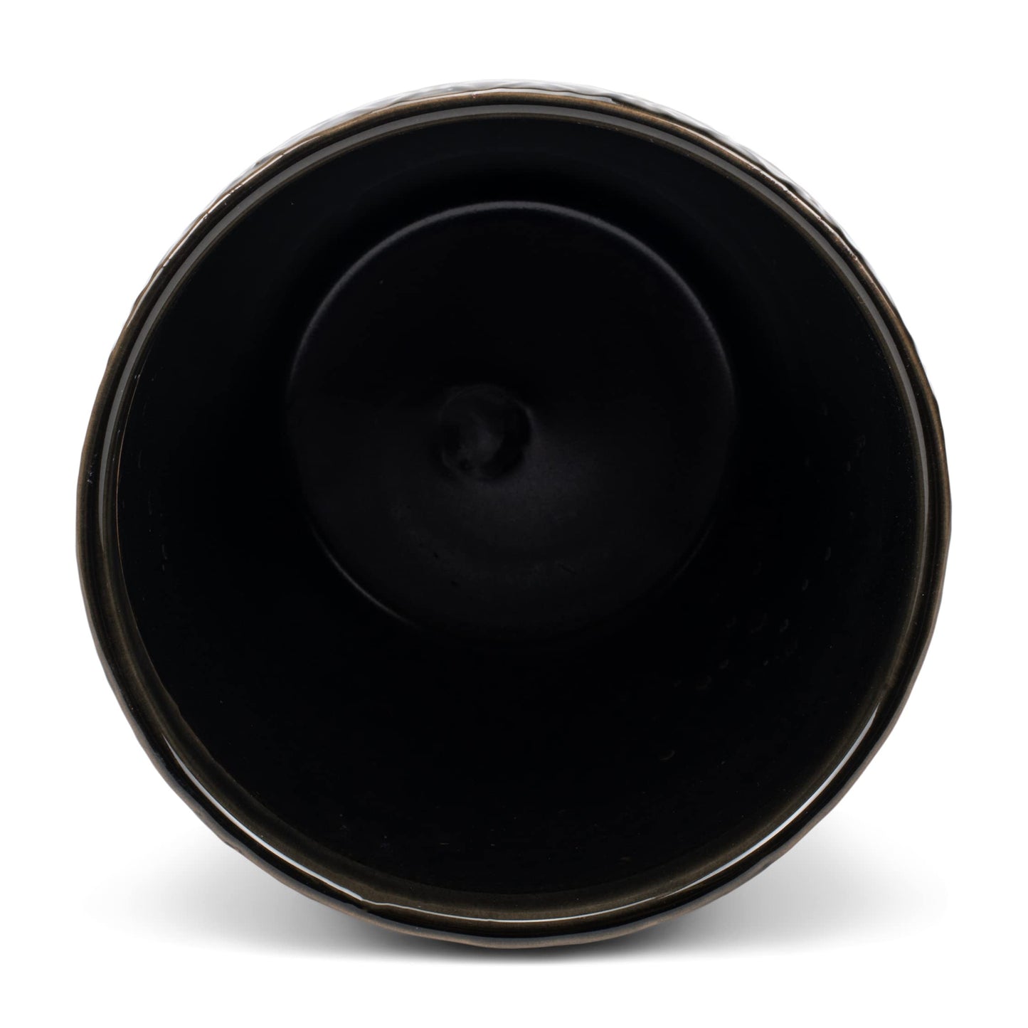 Napco Distressed Black Laser 6 x 6.5 Ceramic Table Top Planter Pot with Saucer