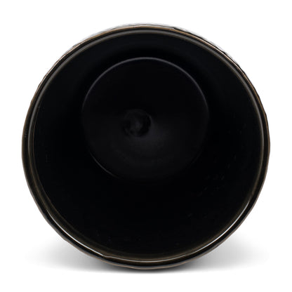 Napco Distressed Black Laser 6 x 6.5 Ceramic Table Top Planter Pot with Saucer
