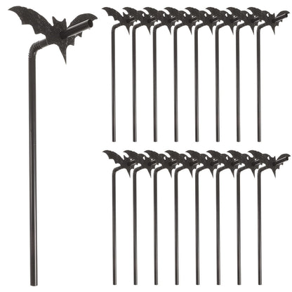 Amosfun 50 Sets Bat Straws Plastic Straws for Drinking Halloween Party Supplies