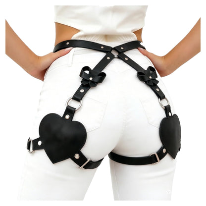 Punk&Gothic PU Leather Adjustable Thigh Harness Belt for women,Leather Thigh Body Garter Strap for Halloween Accessories,Harness Straps for Dates,Nightclub,Music Festivals,Rave Parties,Cosplay (black)