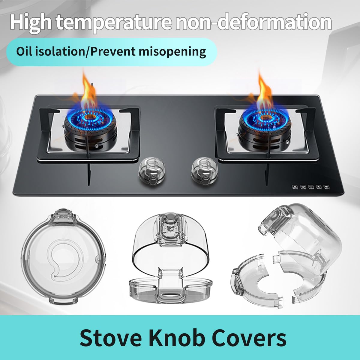 Stove knob Safety Covers (5-Pack) - Child Proof Gas Stove Knob Locks, Baby Proofing Safety Covers for Gas Stoves & Ovens, Heat Resistant & Durable, Easy to Install, Black