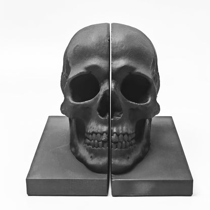 LuckyVin Black Skull Head Skeleton Decorative Statue Unique Design Split Resin Sculpture Home Decoration Gothic Art Piece Halloween Decor (Black)