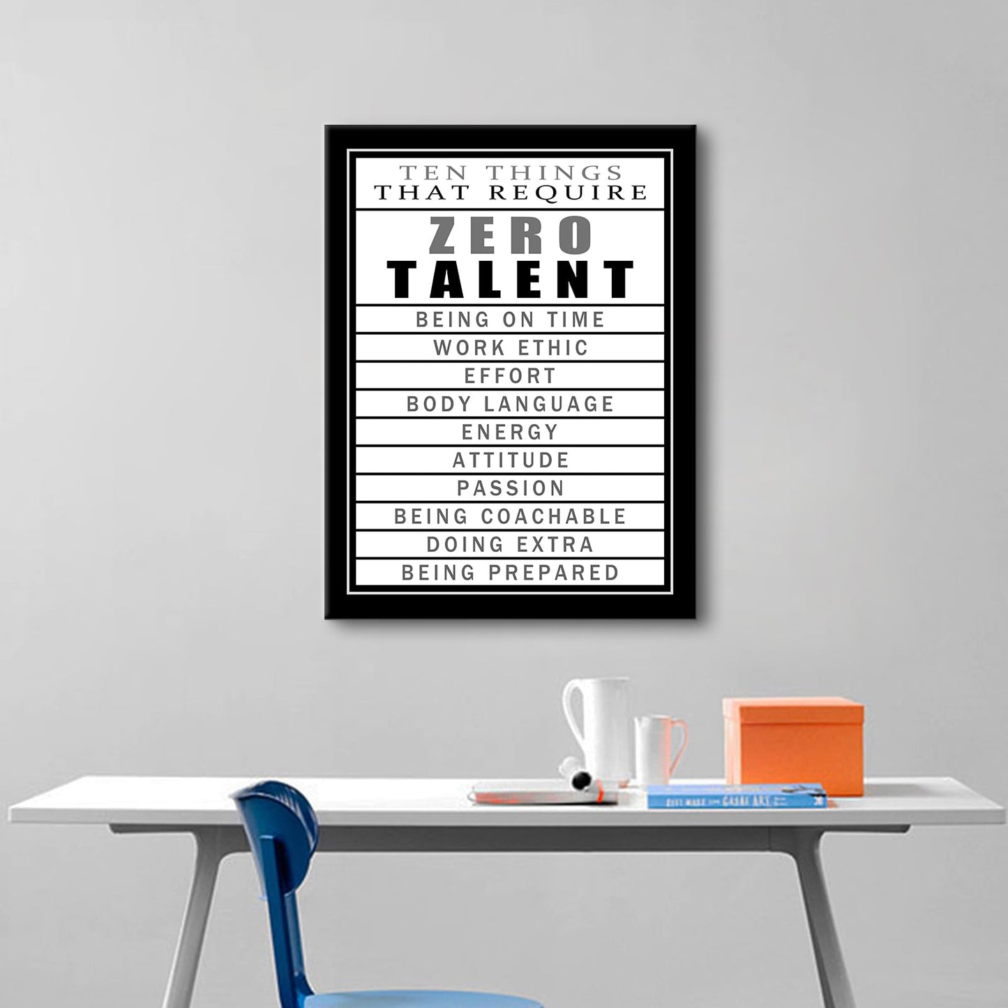 Motivational Canvas Wall Art Zero Talent Inspirational Poster Print Positive Quotes Pictures Painting Artwork for Home Office Bedroom Living Room Wall Decor Ready to Hang [18''Wx24''H]
