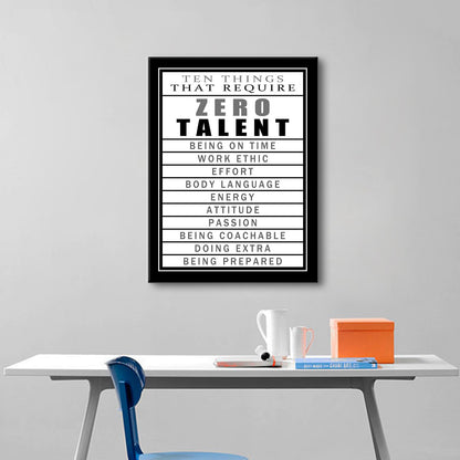 Motivational Canvas Wall Art Zero Talent Inspirational Poster Print Positive Quotes Pictures Painting Artwork for Home Office Bedroom Living Room Wall Decor Ready to Hang [18''Wx24''H]
