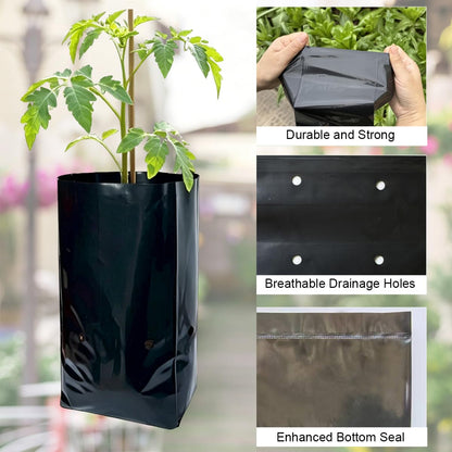 gardtree 100 Pcs Thicken Plastic Plant Nursery Bags 5.5" x 9.3", Grow Bags for Fruit Trees, PE Seedling Pots, Nursing Growing Pouch, Ideal for Flowers, Vegetables, Fruit, Starting Saplings