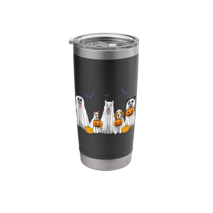 Halloween Dogs Ghost Pumpkins Spooky Dog Lover Gift Stainless Steel Insulated Tumbler