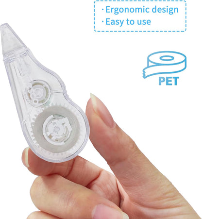 Correction Tape, 16.4FT EZ Tear-resistant Correction Tape, Easy To Use Applicator for Instant Correction Without Drying Time (10pcs/set)