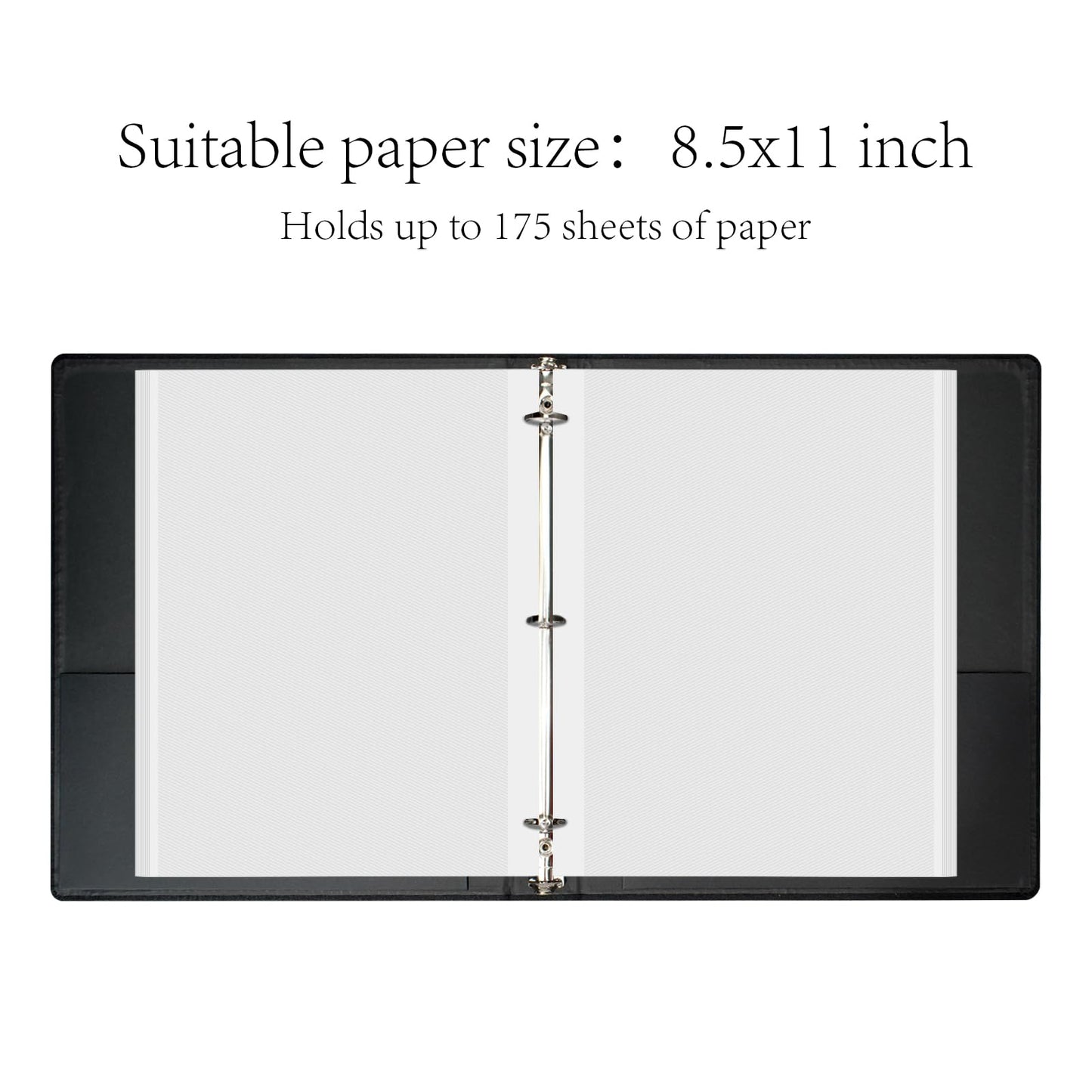 Premium Linen 3 Ring Binder 1 Inch - Decorative Hardcover Binder with Round Rings, Holds 8.5 x 11 Letter Size Paper for School, Office, Home Organization & Presentation, Tulip, Black